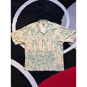 Vintage Tommy Bahama Bamboo Print Shirt Mens Large 100% Silk Hawaiian Camp Aloha